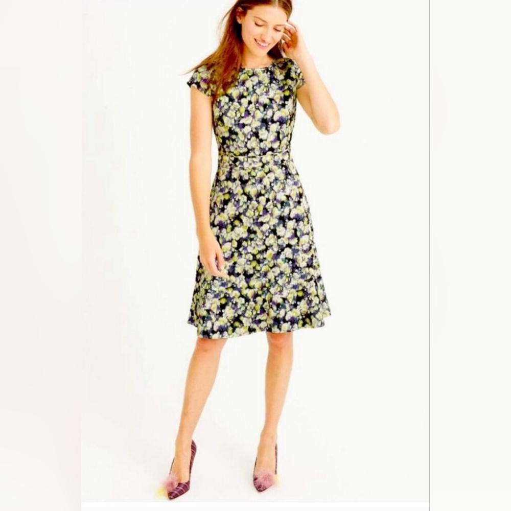 J.Crew cap-sleeve dress floral size 2